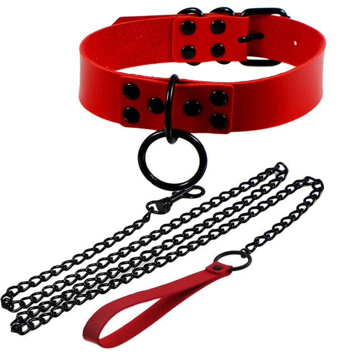 Black Faux‑Leather O‑Ring Choker