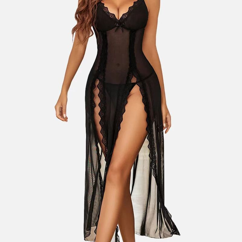 Lace Split Spaghetti Strap Nightgown
