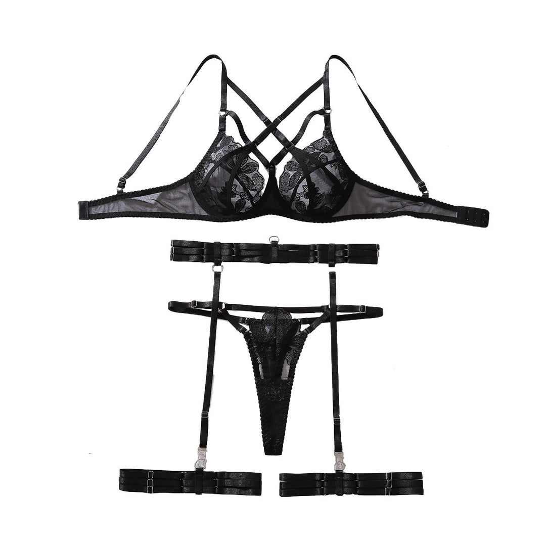 Crisscross Lace Mesh Garter Lingerie
