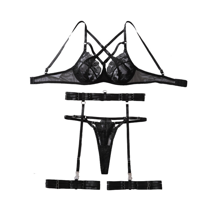 Crisscross Lace Mesh Garter Lingerie