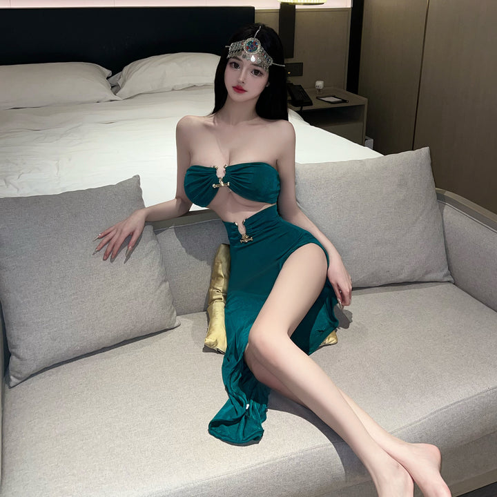 Bandeau Cutout High Slit Maxi Dress
