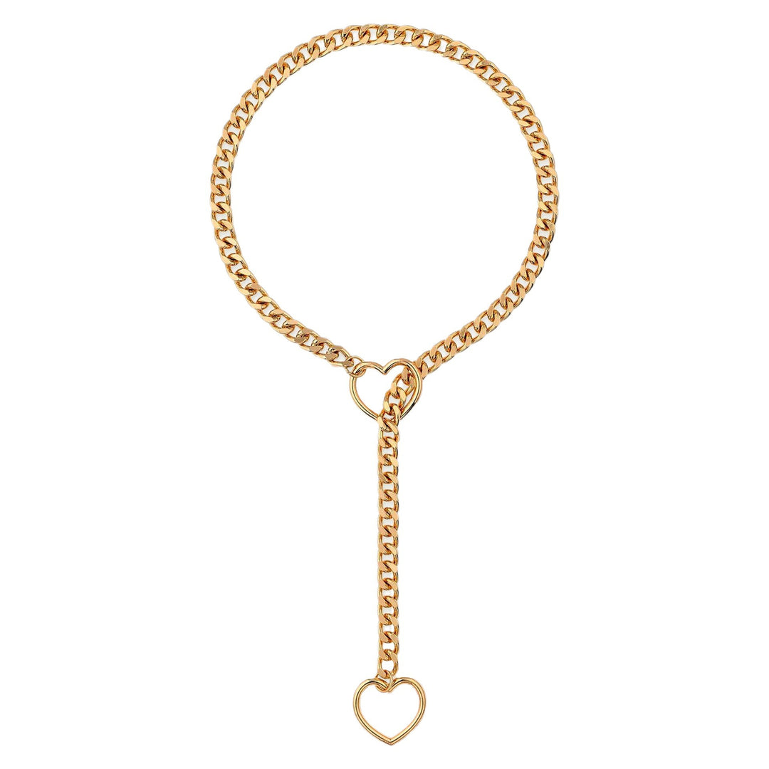 Gold‑Toned Double‑Heart Pendant Choker