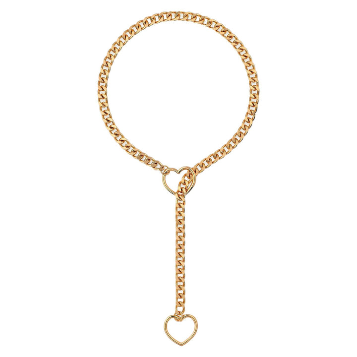 Gold‑Toned Double‑Heart Pendant Choker