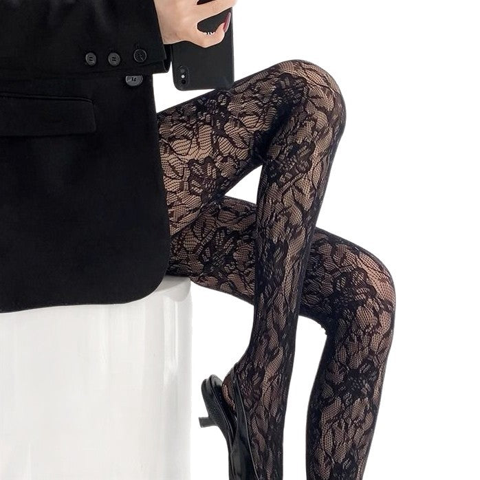 Floral Hollow Lace Pantyhose