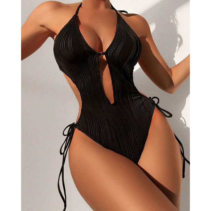 Halter Cutout Tie Side One Piece Swimsuit