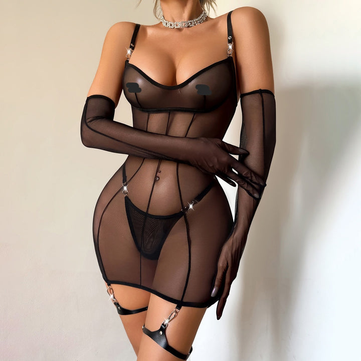 Sheer Mesh Slip‑Dress Lingerie
