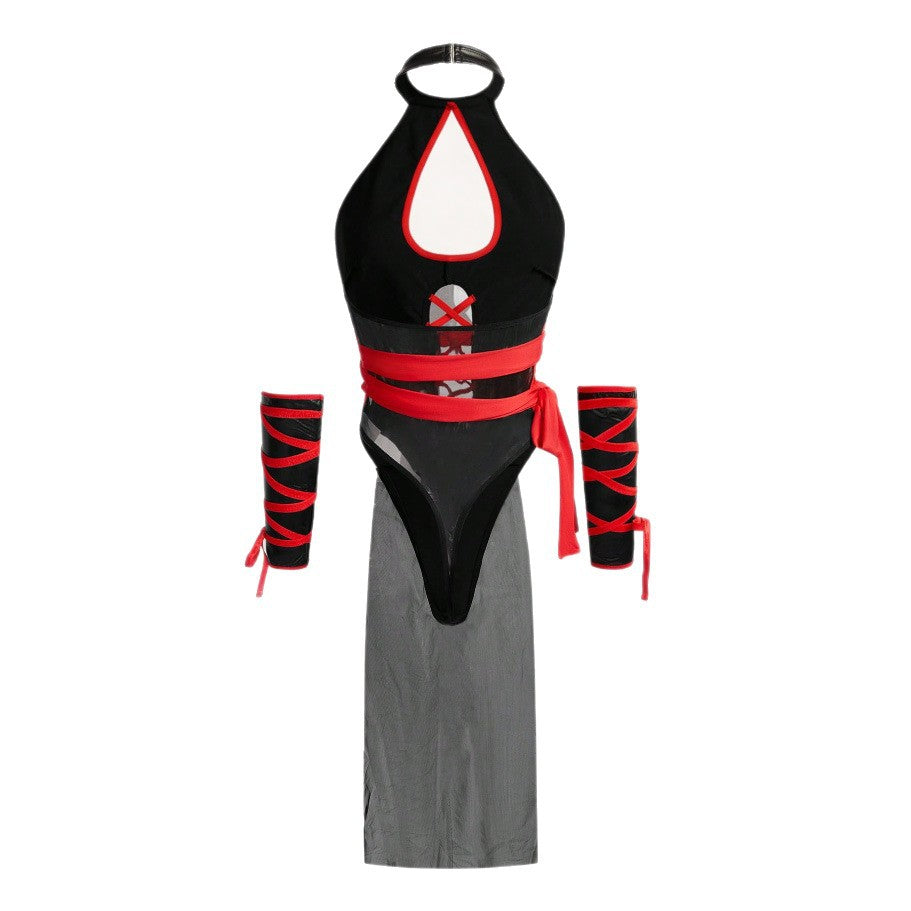 Ninja‑Style Halter Lace‑Up Bodysuit