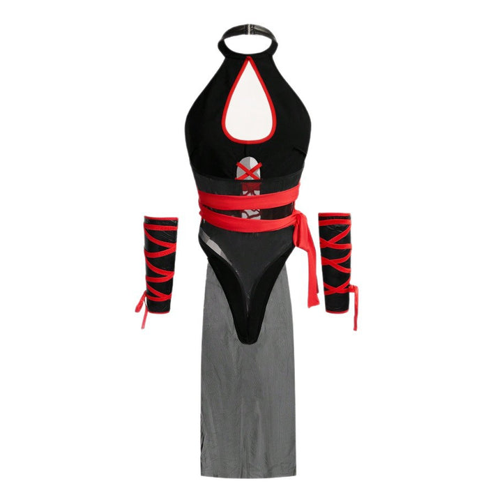 Ninja‑Style Halter Lace‑Up Bodysuit