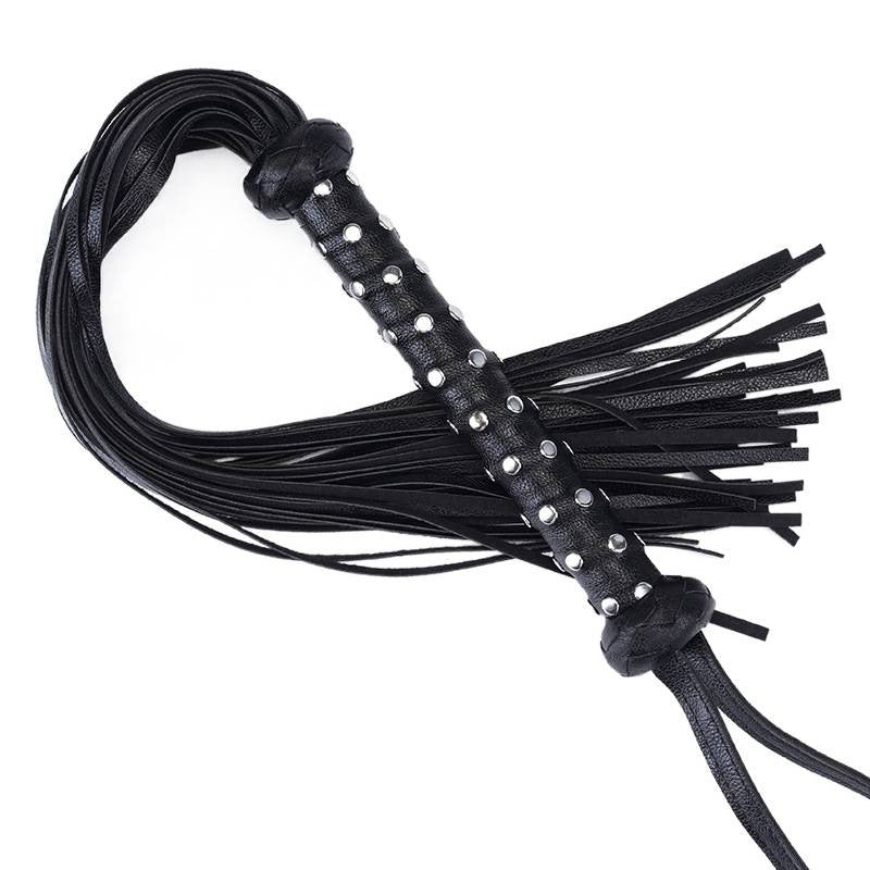 Genuine leather studded whip