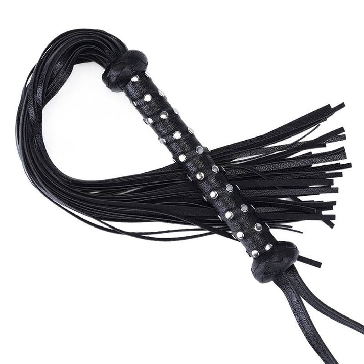 Genuine leather studded whip