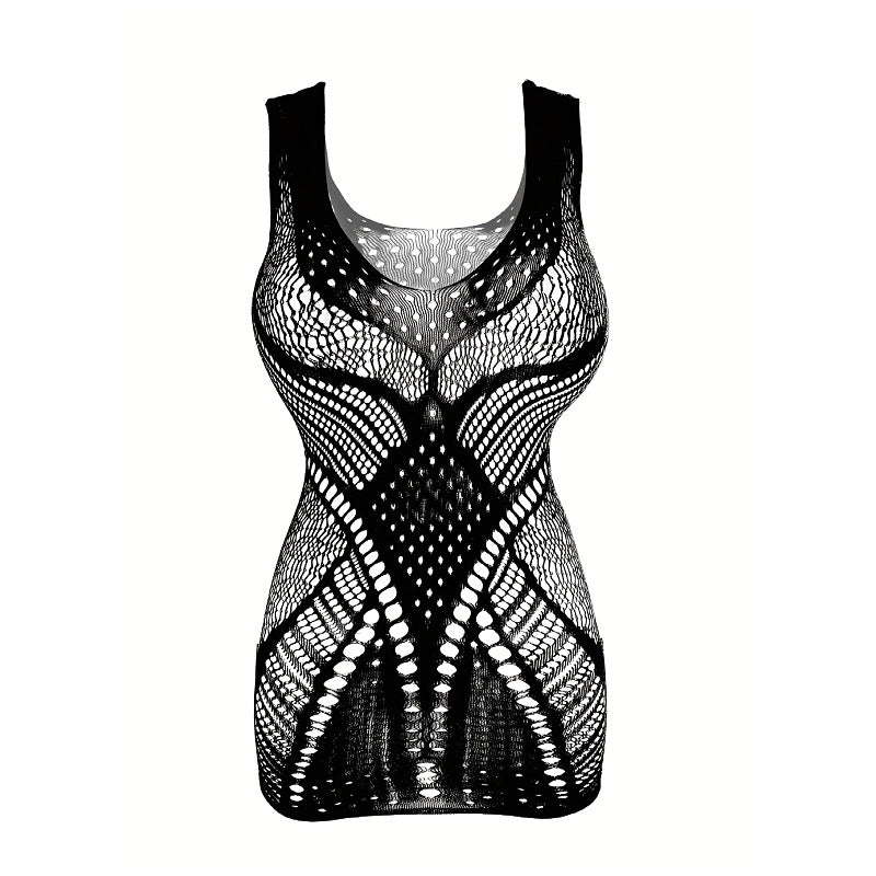Sleeveless Geometric Hollow‑Out Dress