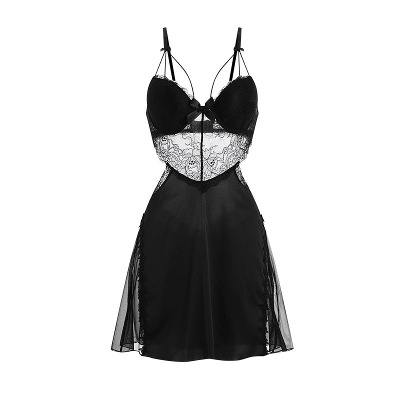 Lace Padded Satin Nightgown