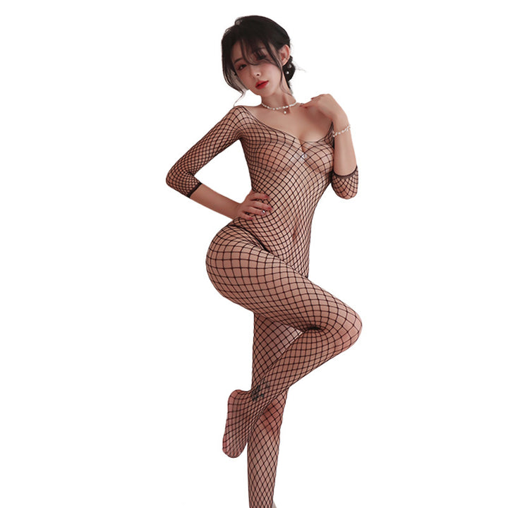 Sleeve Mesh Fishnet Bodystocking