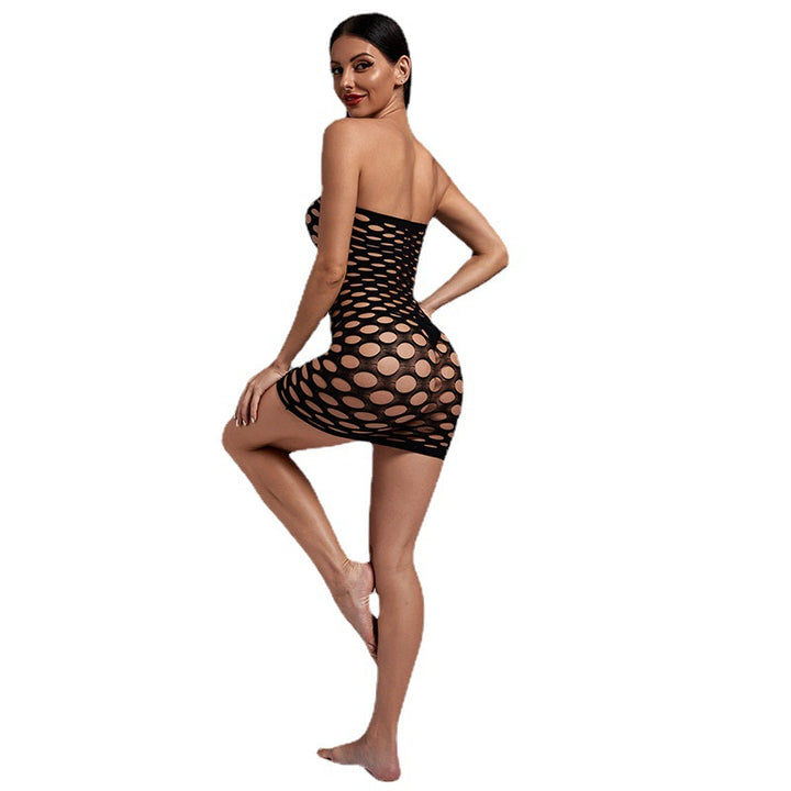 Strapless Large-Hole Fishnet Dress