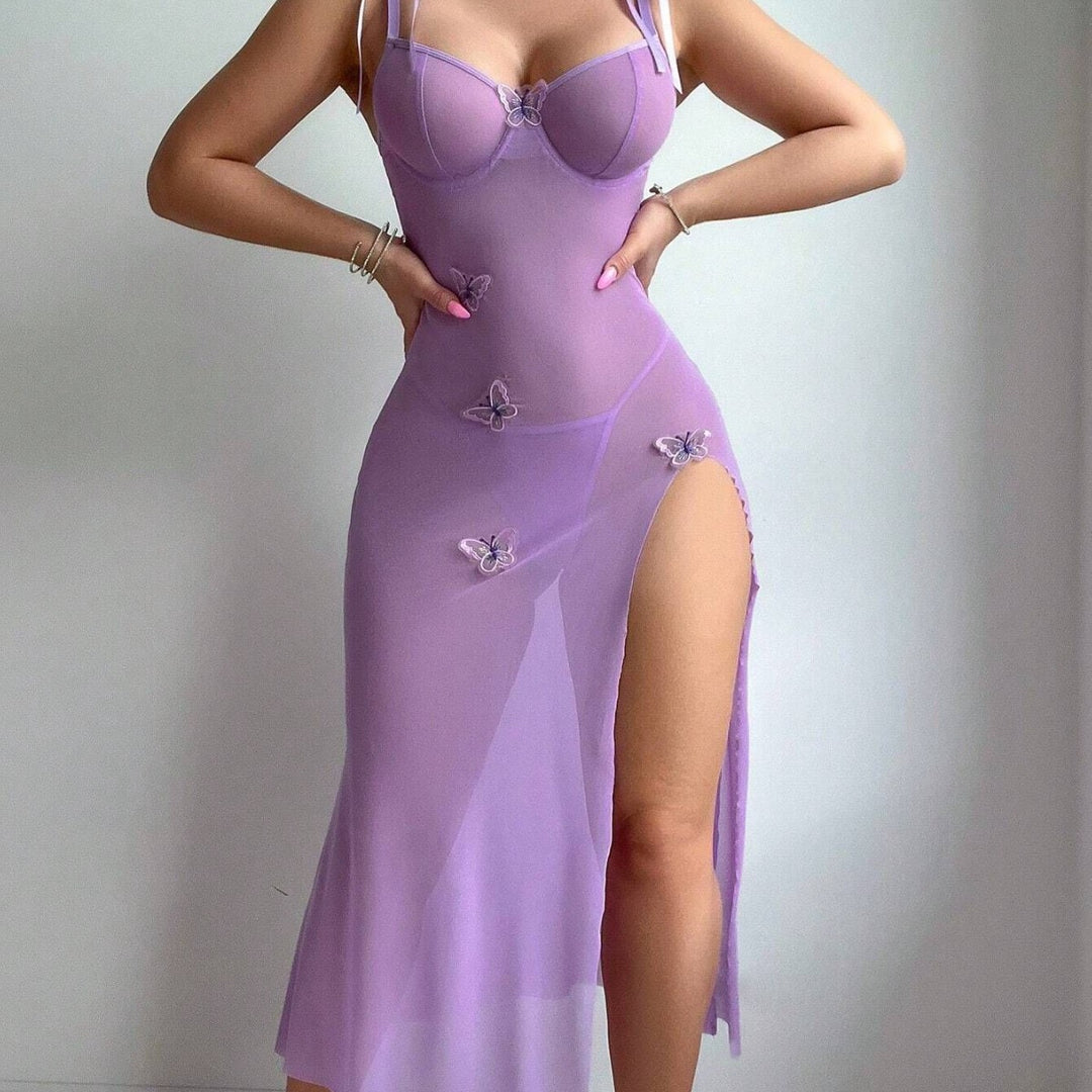 Sheer Split Slip Maxi Dress