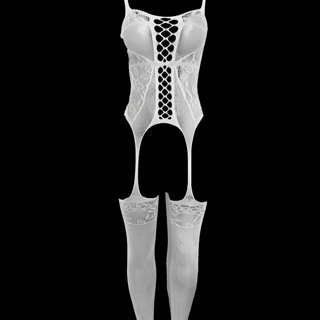 Hollow‑Out Lace Suspender Stockings