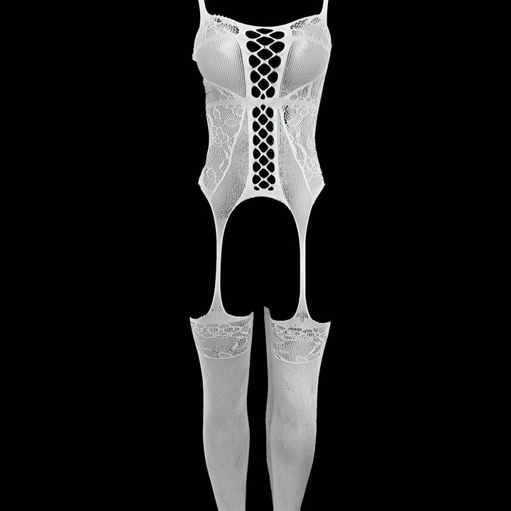 Hollow‑Out Lace Suspender Stockings