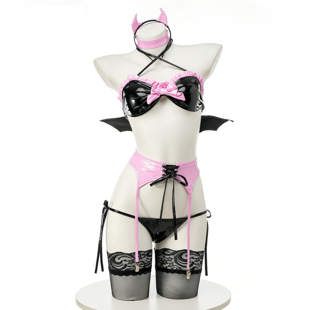 Patent Leather Little Devil Themed Lingerie