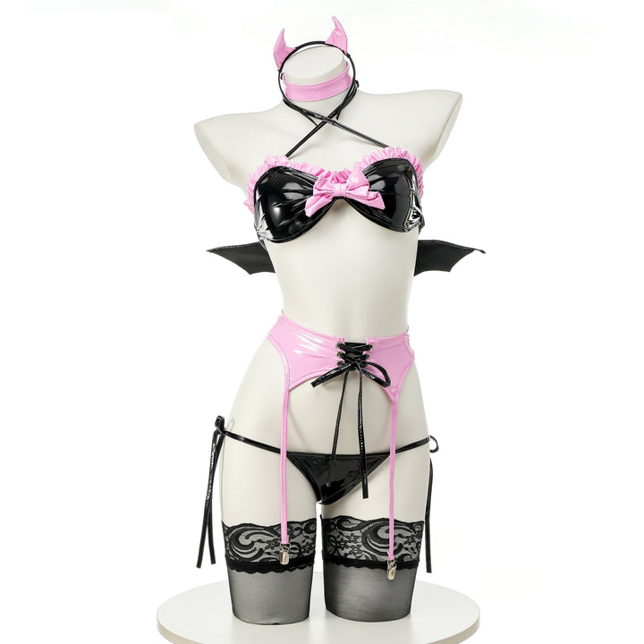 Patent Leather Little Devil Themed Lingerie
