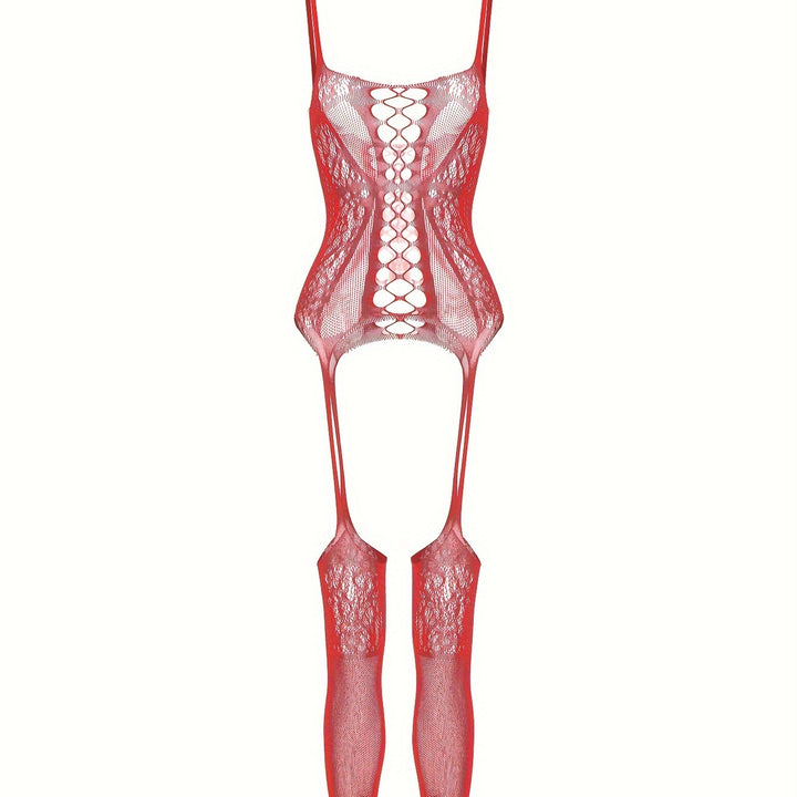 Hollow‑Out Lace Suspender Stockings