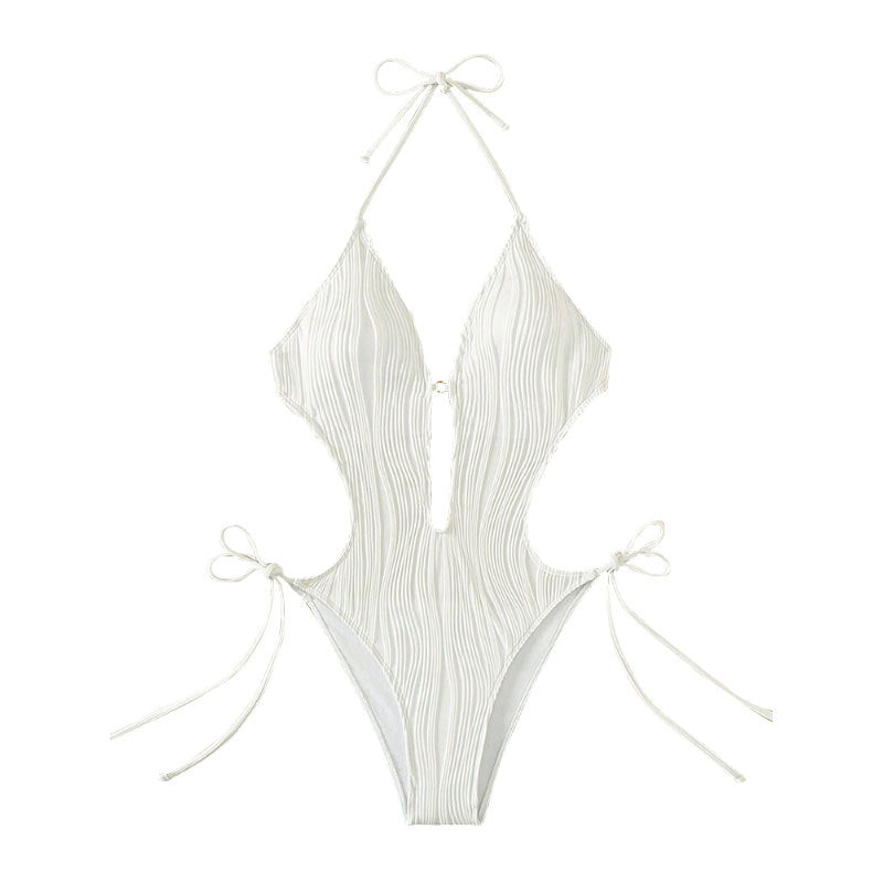 Halter Cutout Tie Side One Piece Swimsuit