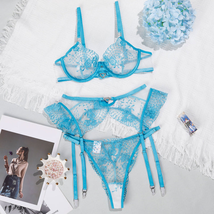 Heart Embroidered Lace Slip Lingerie