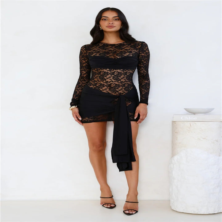 Long Sleeve Floral Lace Dress
