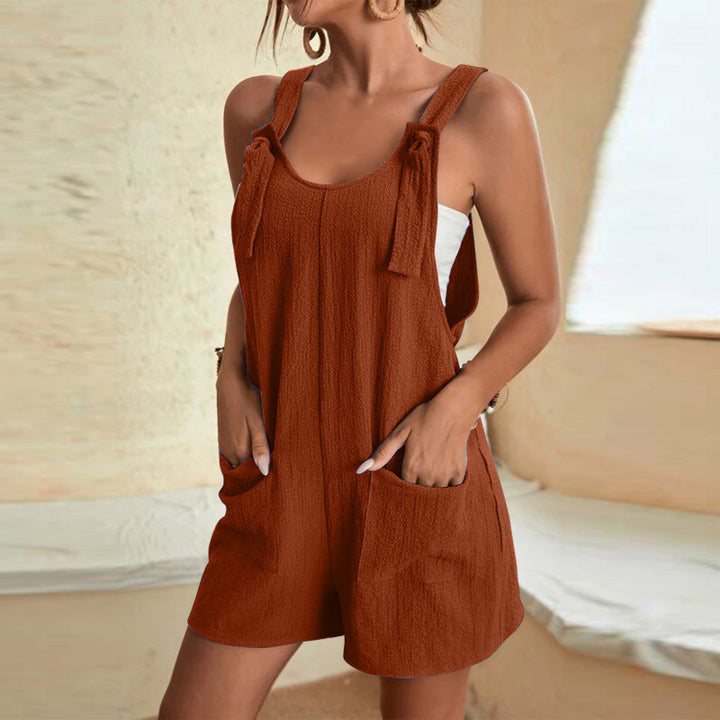 Women’s Casual Tie-Strap Pocket Romper