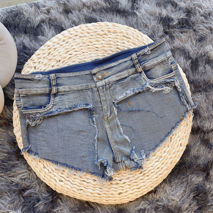 Frayed Edge Ultra Short Denim Shorts