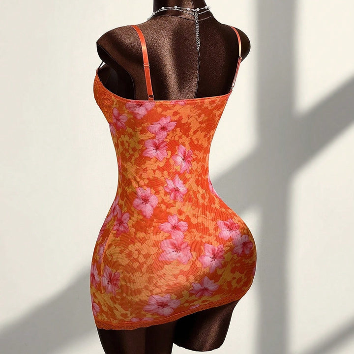 Floral‑Print Lace Trim Cami Dress