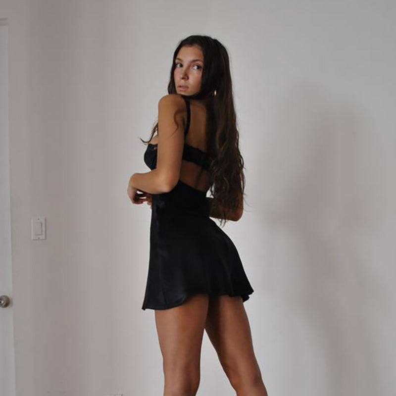 Satin Lace Trim Slip Nightdress
