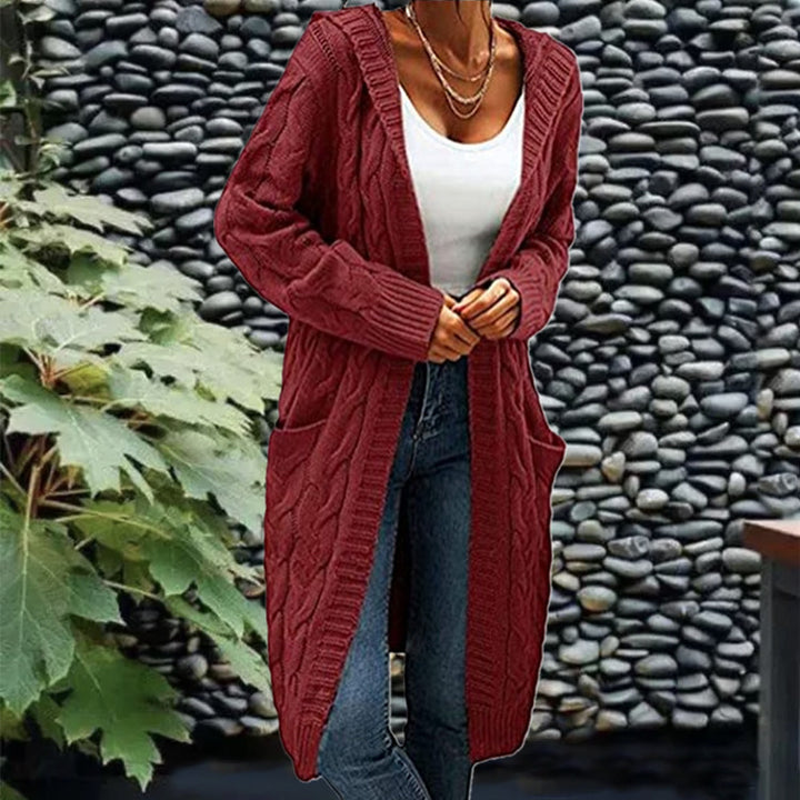 Cozy Cable Knit Hooded Long Cardigan