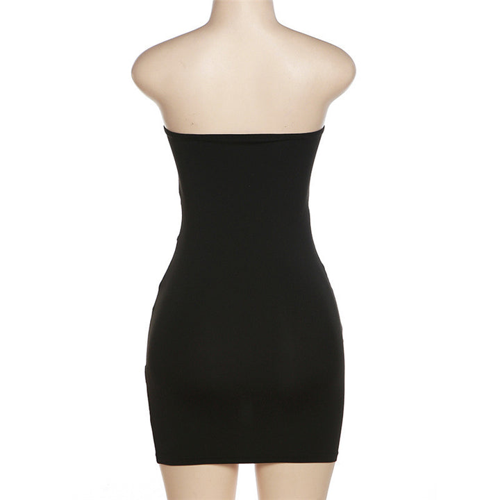 Strapless Mesh Spliced Ruched Dress