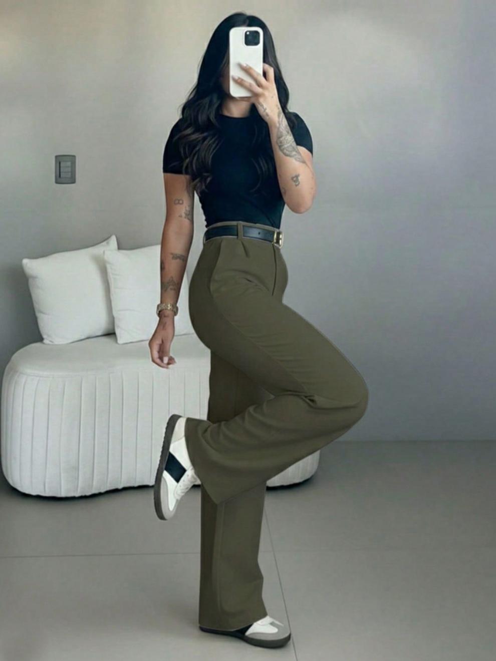 Women’s High-Waisted Straight-Leg Tailored Trousers