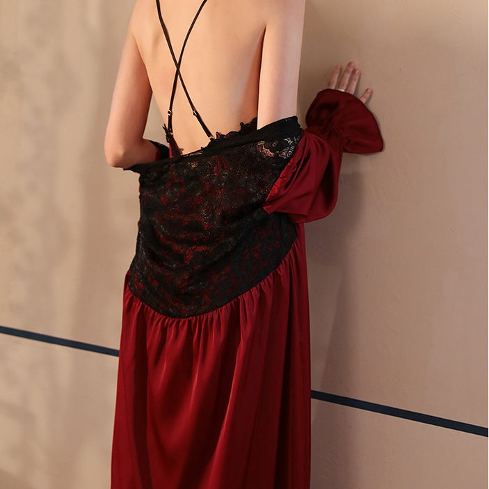 Long Slip Lace Straps Nightgown