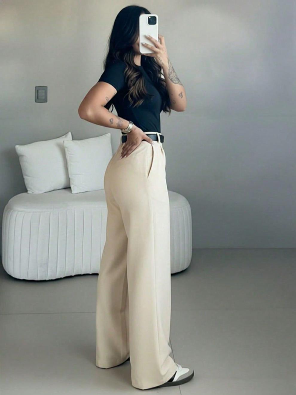 Women’s High-Waisted Straight-Leg Tailored Trousers