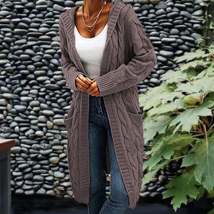 Cozy Cable Knit Hooded Long Cardigan