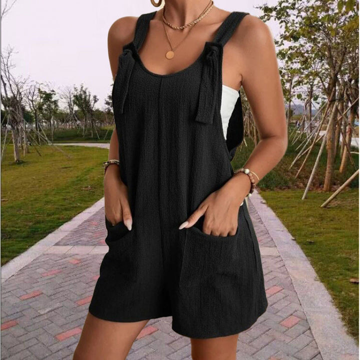 Women’s Casual Tie-Strap Pocket Romper