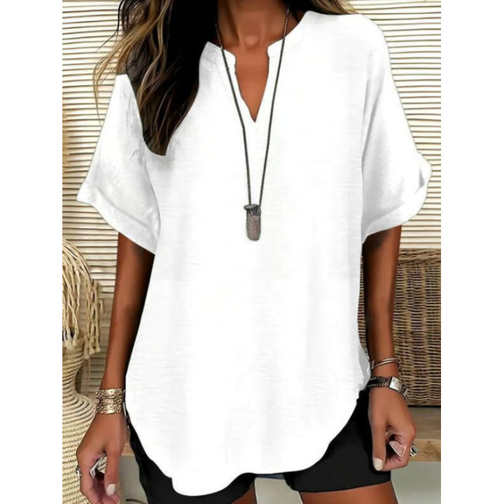 Women’s V-Neck Short Sleeve Casual Tunic Top