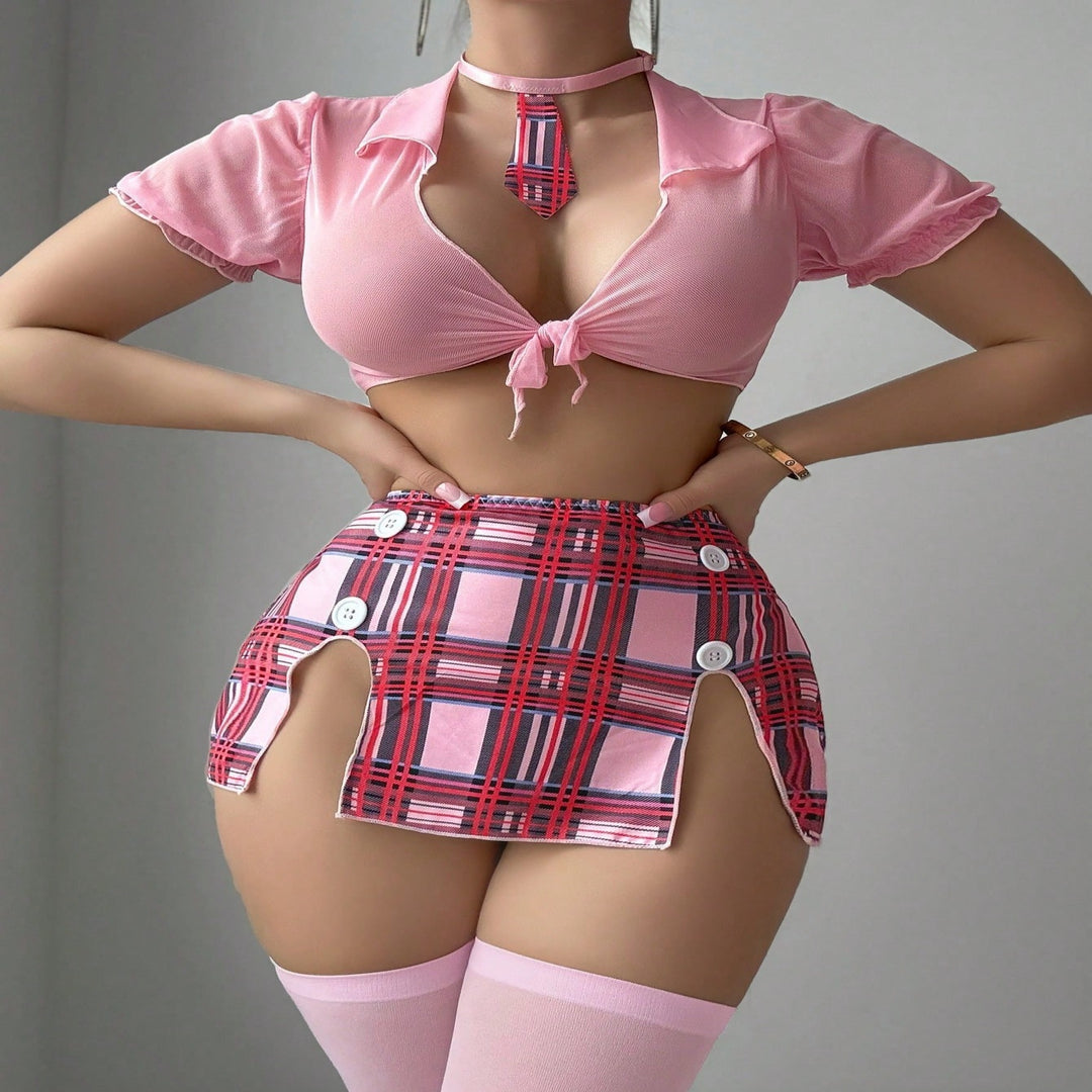 Sheer Mesh Tie Uniform Lingerie