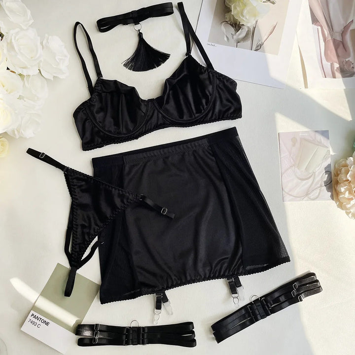 Tassel Satin Patchwork Lingerie