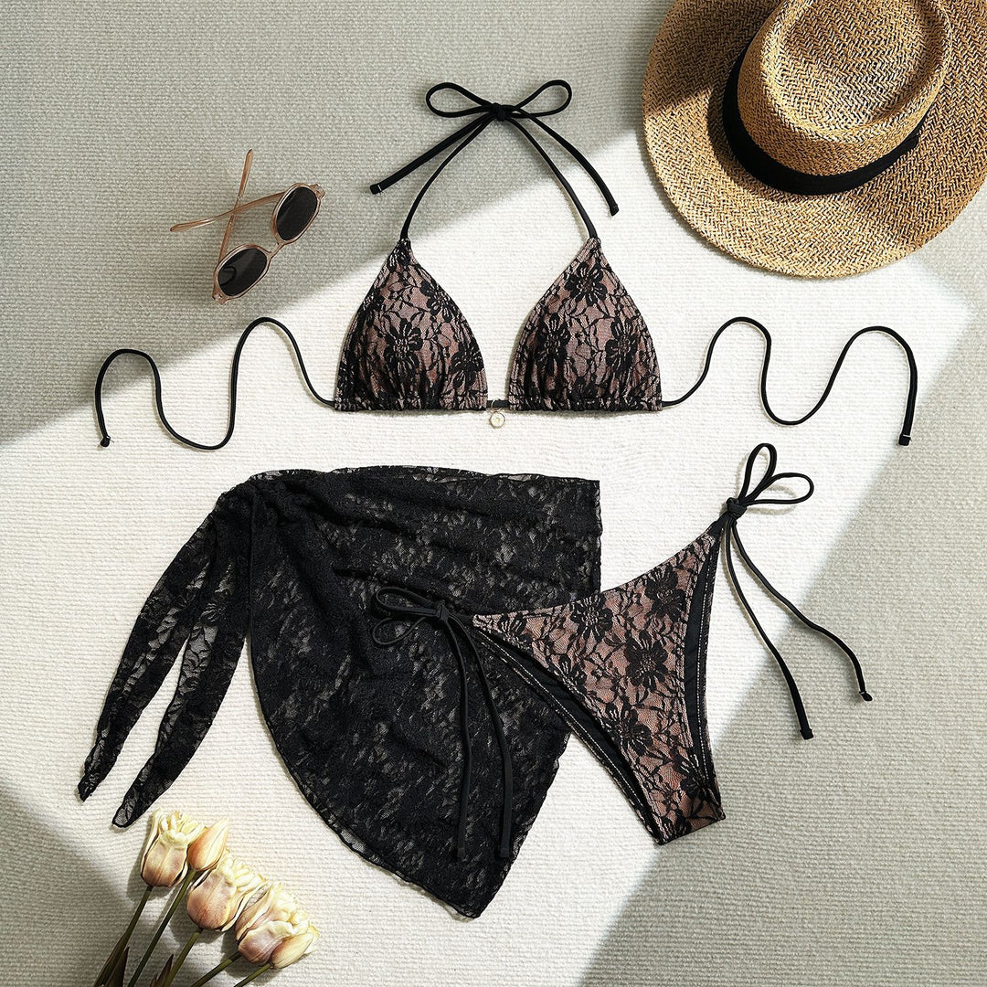 Lace Halter Bikini Swimsuit