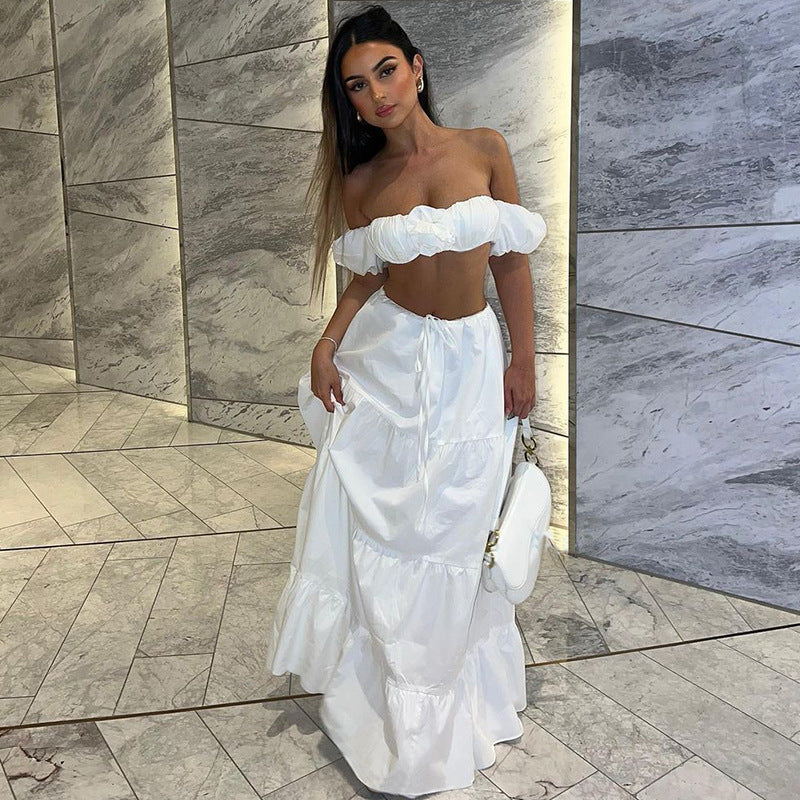 3D‑Flower Off‑Shoulder Skirt