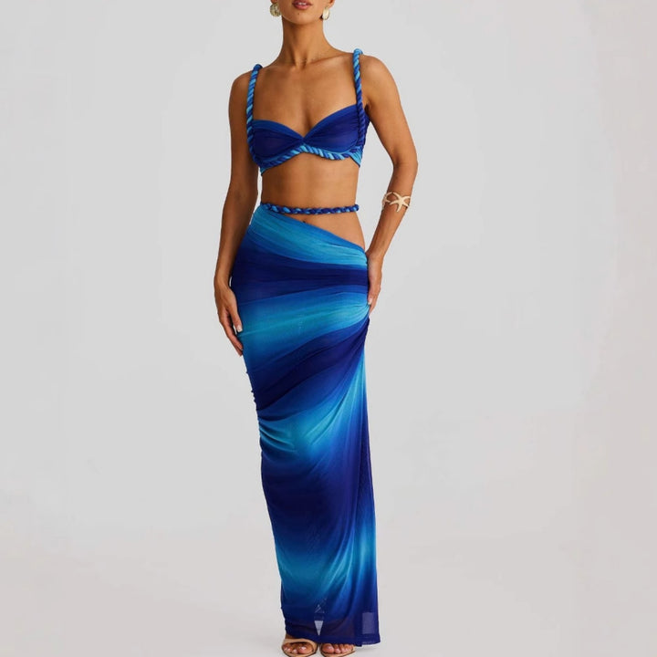 Gradient Twist‑Front Skirt