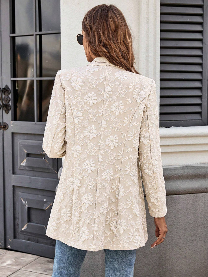 Women’s Floral Jacquard Single-Button Tailored Blazer