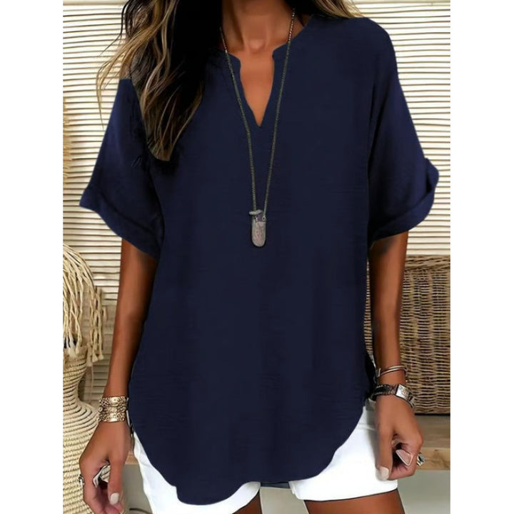 Women’s V-Neck Short Sleeve Casual Tunic Top
