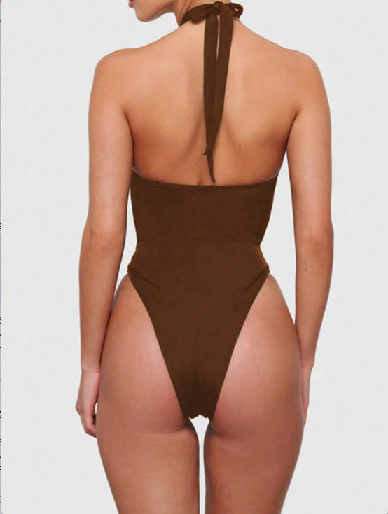 Halter Double Cutout High Cut Swimsuit