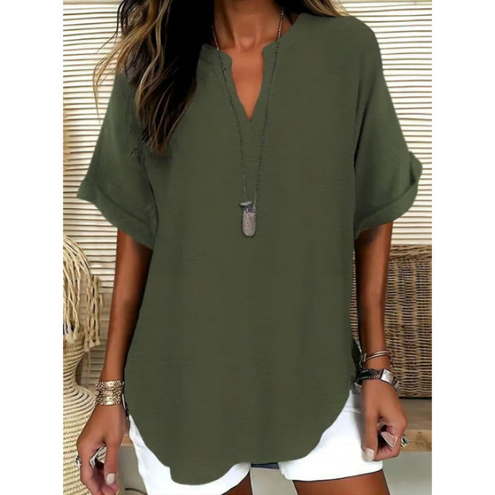 Women’s V-Neck Short Sleeve Casual Tunic Top