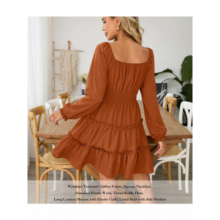 Boho Square Neck Smocked Waist Tiered Ruffle Mini Dress