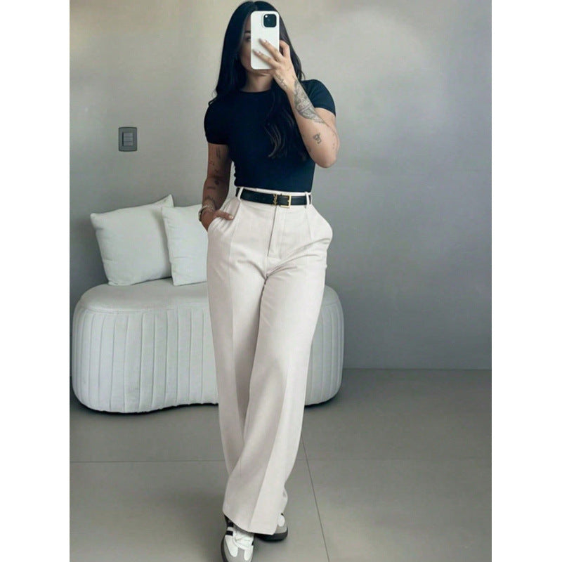 Women’s High-Waisted Straight-Leg Tailored Trousers